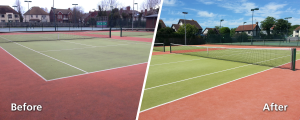 Baan voor- en na Court Top behandeling